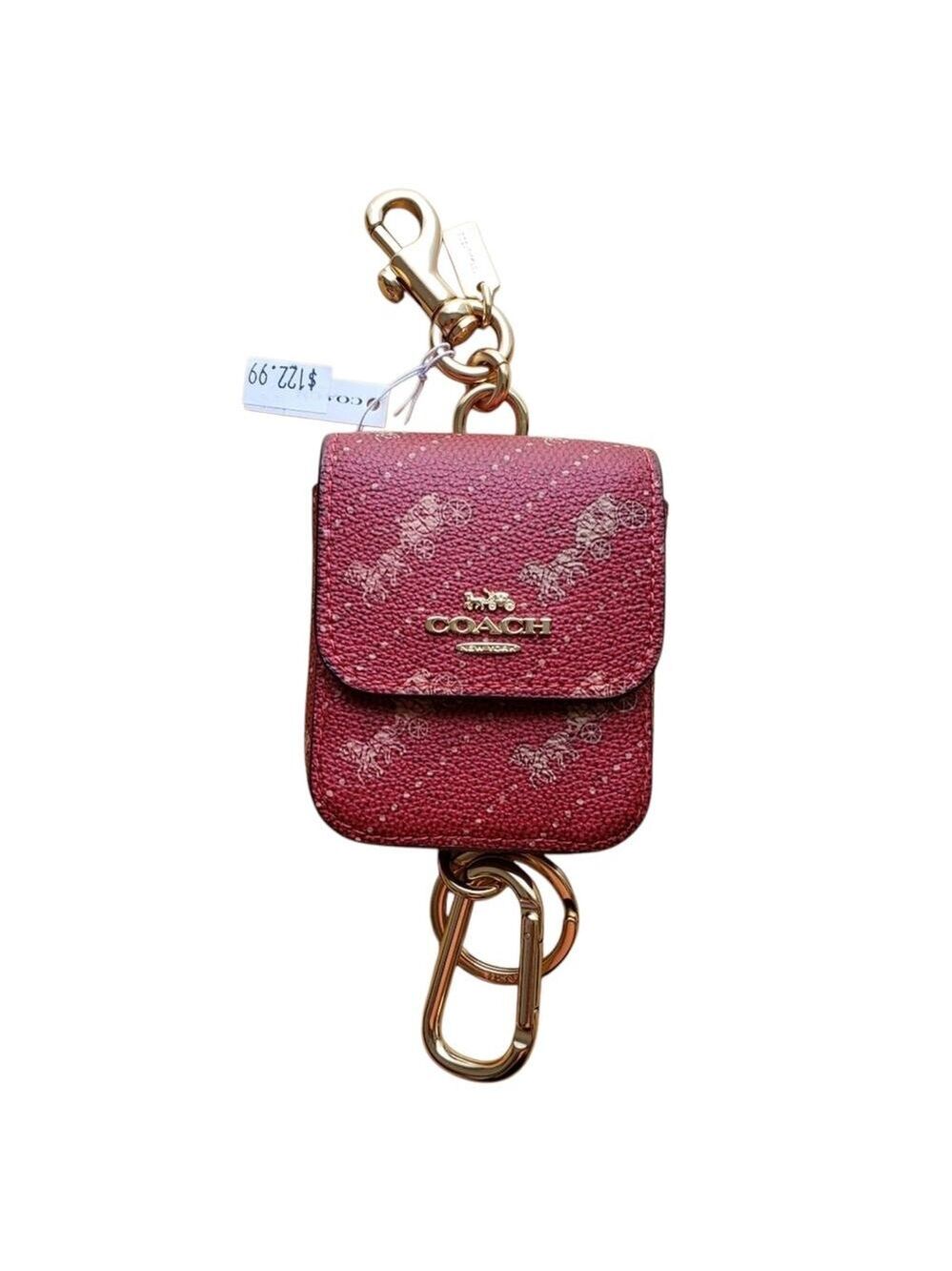 COACH MULTI ATTACHMENT CASE BAG CHARM WITH RED HORSE AND CARRIAGE DOT PRINT - Picture 3 of 3